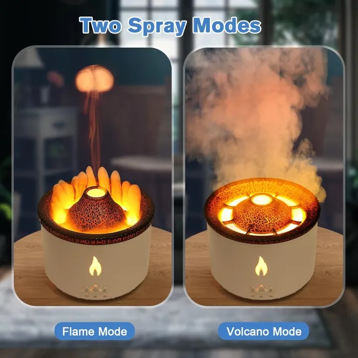 Premium Humidifier | 300ml Ultrasonic Volcano Flame Aroma Diffuser Humidifier with Jellyfish Mist Mode | USB Powered Cool Mist Essential Oil Diffuser, Night Light, Ultra Quiet Air Humidifier for Bedroom, Home & Office