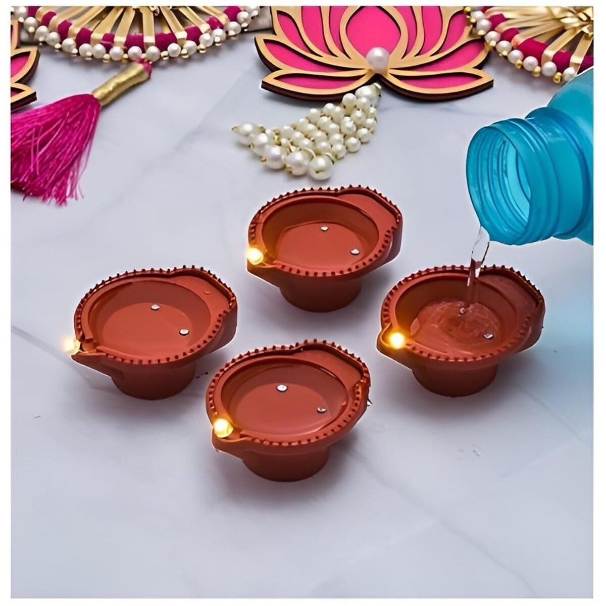 Water Sensor Battery Operated Diya For Decoration, Tihar Light 2 Piece Set