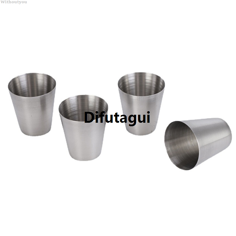 Difutagui Withoutyou Portable Camping Cup Stainless Steel 30ML 4 Pieces Camping Bargain price 【2025 Version】 Hiking Tea Coffee Cup with Black Bag XINYAN