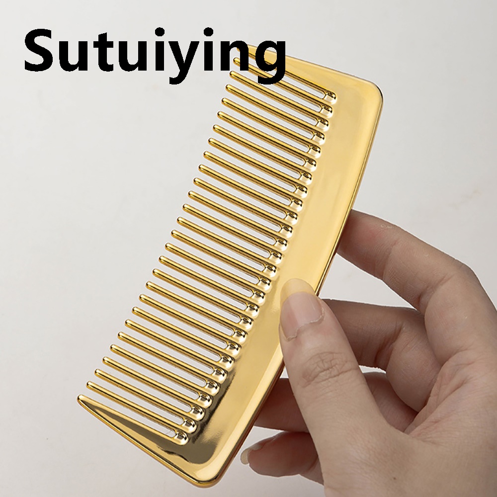 Sutuiying 1PC Electroplated Wide-Tooth Comb - Anti-Static Ultra 2025 New Thin Metal Hair Comb for Travel Daily Use