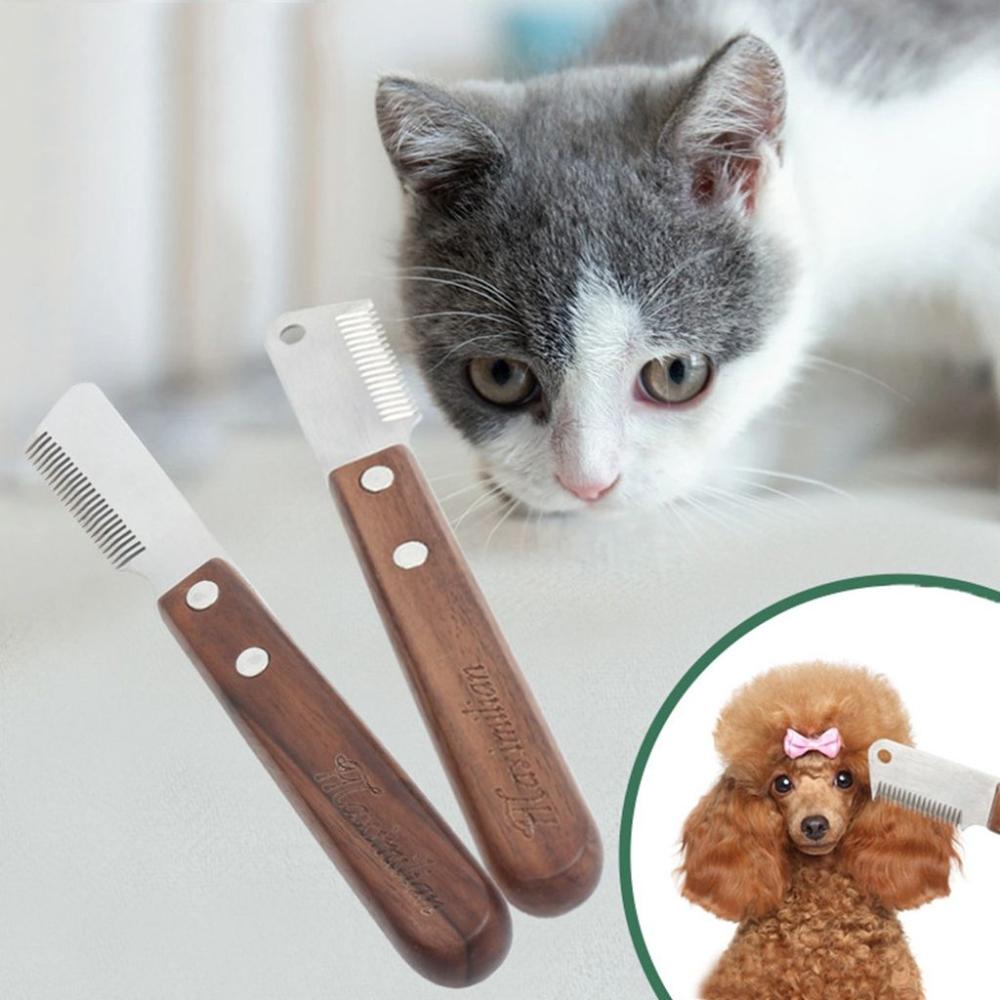 pcs Stainless Steel Comb Head Massage function for Cat,Dog Wooden Handle Dog Hair Remover Pet Comb Hair Stripping Comb Pet Grooming Tool