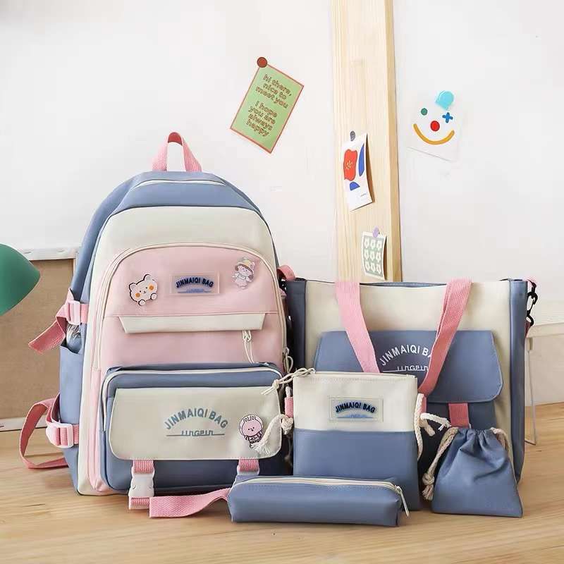 5 In 1 School Bag for Girls Multifunctional Student Book Bags Large Capacity Teen Girl Schoolbag Casual Women Travel Backpack