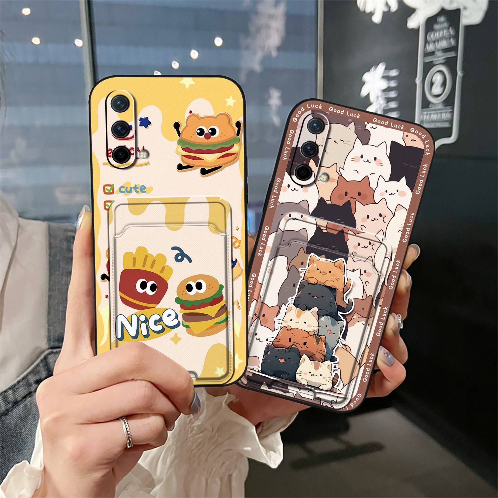 TPU Cute Phone Case For 1+9RT/OnePlus 9RT 5G Back Cover Card bag Graffiti Anti-dust Soft case Card sleeve Waterproof