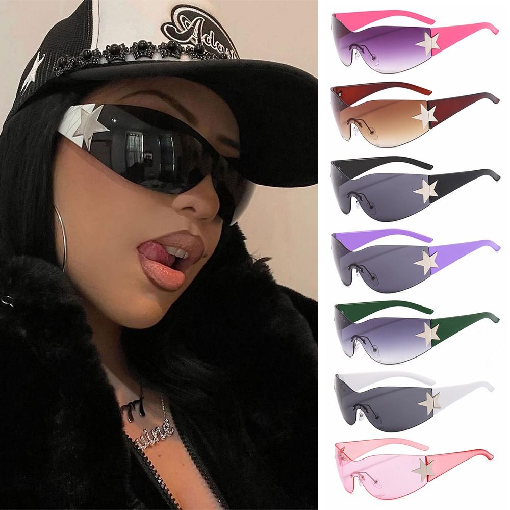 2025 New Glasses Star Shadow Sunglasses Style Women's Punk Fashion 2025Y2K Sunglasses Fashion Wrap Sunglasses Decoration UV400 Goggles