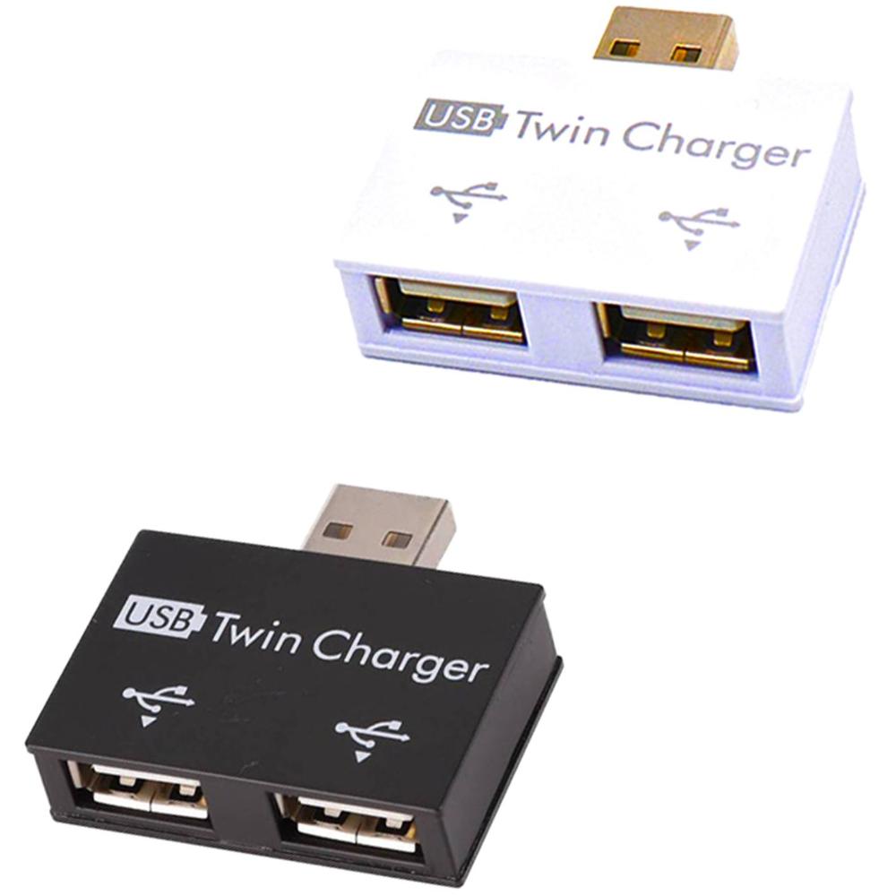 2PCS Black and White External Splitter 2 Port USB Splitter USB Charger Hub Multi-port Adapter Micro USB Power Port