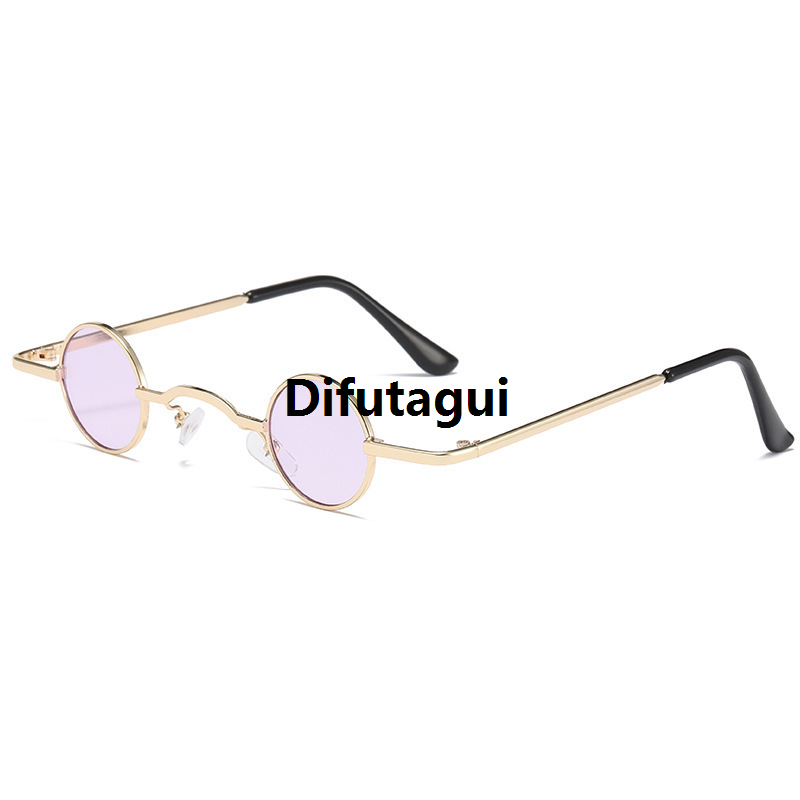 Difutagui Luxury [ New ] Small round Rim Metal Sunglasses Men's Mini TikTok 2025 Funny Similar Glasses Hip Hop Fashion Sunglasses Women