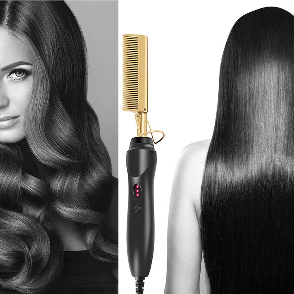New Wet and Dry With Hairpins Hot Comb Hair Straightener Heat Pressing Combs Electric Hair Straightening Comb