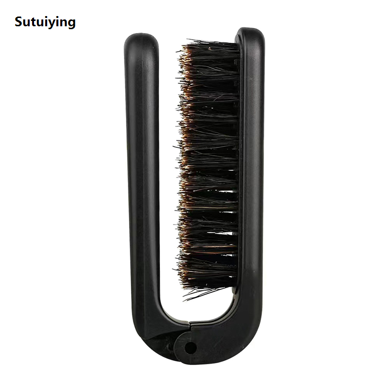 Sutuiying 1PCS Soft Boar Bristle Beard Brush Hairdressing Hair Styling Comb New style For Beard Men's Shaving Brush Fold Beard And Mustache Brush