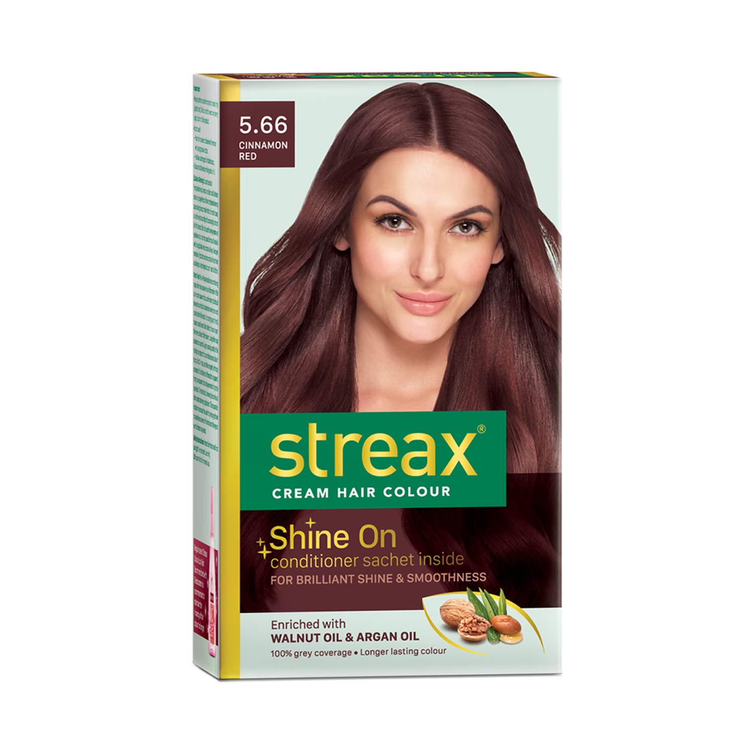 Streax Cream Hair Color Enriched with Walnut Oil & Argan Oil Cinnamon Red 5.66 - (50gm+50ml)