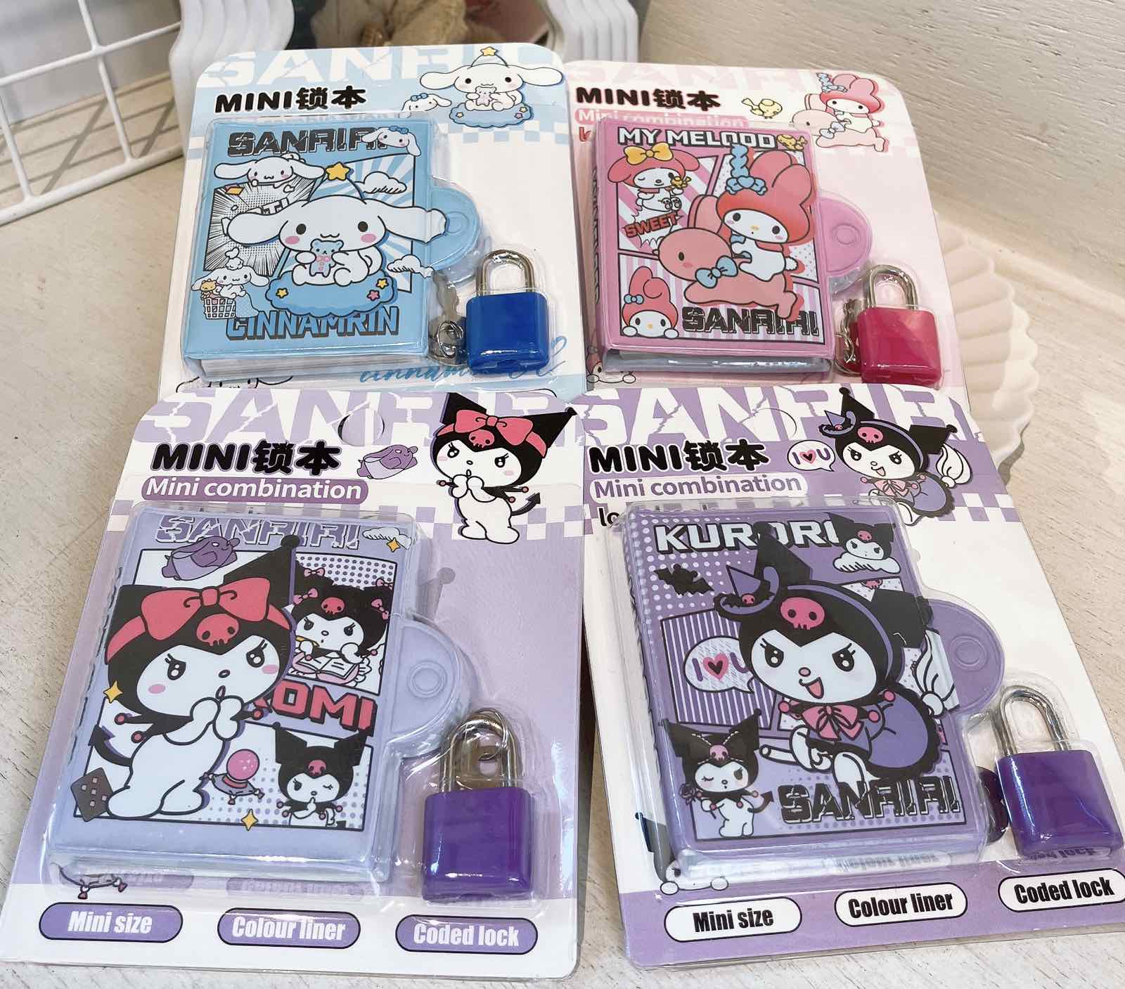 Masala Beads Mini Cute Kawaii Cartoon Character Kuromi Melody Cinnamoroll Note Book For Writing Mini Diary With Locker Lock And Key For Maintaining Privacy Daily Schedule Book Journal Notebook Stationary Accessories