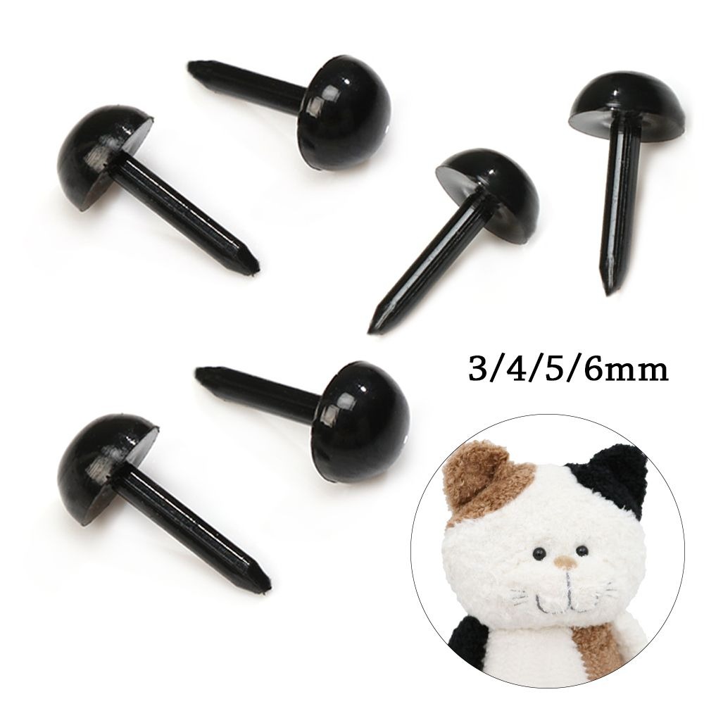 100Pcs Stuffed Doll Eyes Safety Black Plastic Safety Thread Eyes Curved Plastic Plastic Craft Doll Eyes 3mm/4mm/5mm/6mm Eyes Crafts Plastic Safety Curved Eyes Plush Toy