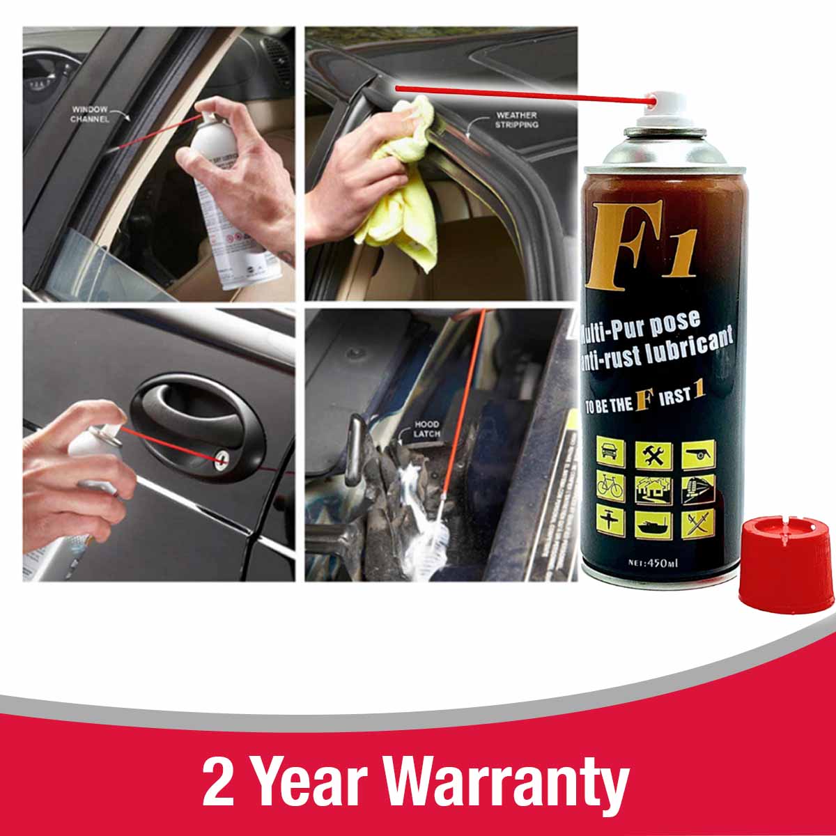 F1 Multi-Purpose Rust Remover Spray | Fast Penetrating Anti-Rust Lubricant for Metal, Tools, Car & Bike Parts | Corrosion Protection Formula
