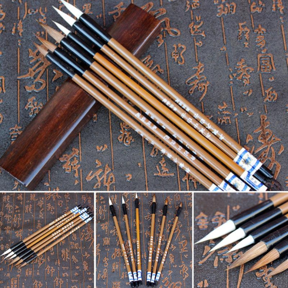 10PCS New Traditional Chinese Writing Brush Bamboo White Clouds Calligraphy Brush Calligraphy Supplies Wolf's Hair Writing Pen Painting Practice
