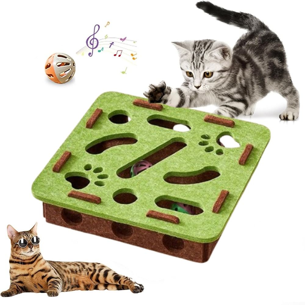Kitten Exercise Toys Creative Pet Puzzle Track Toy Funny Felt Cat Teasing Box Household Interactive Cat Exercise Toy Pet Accessories