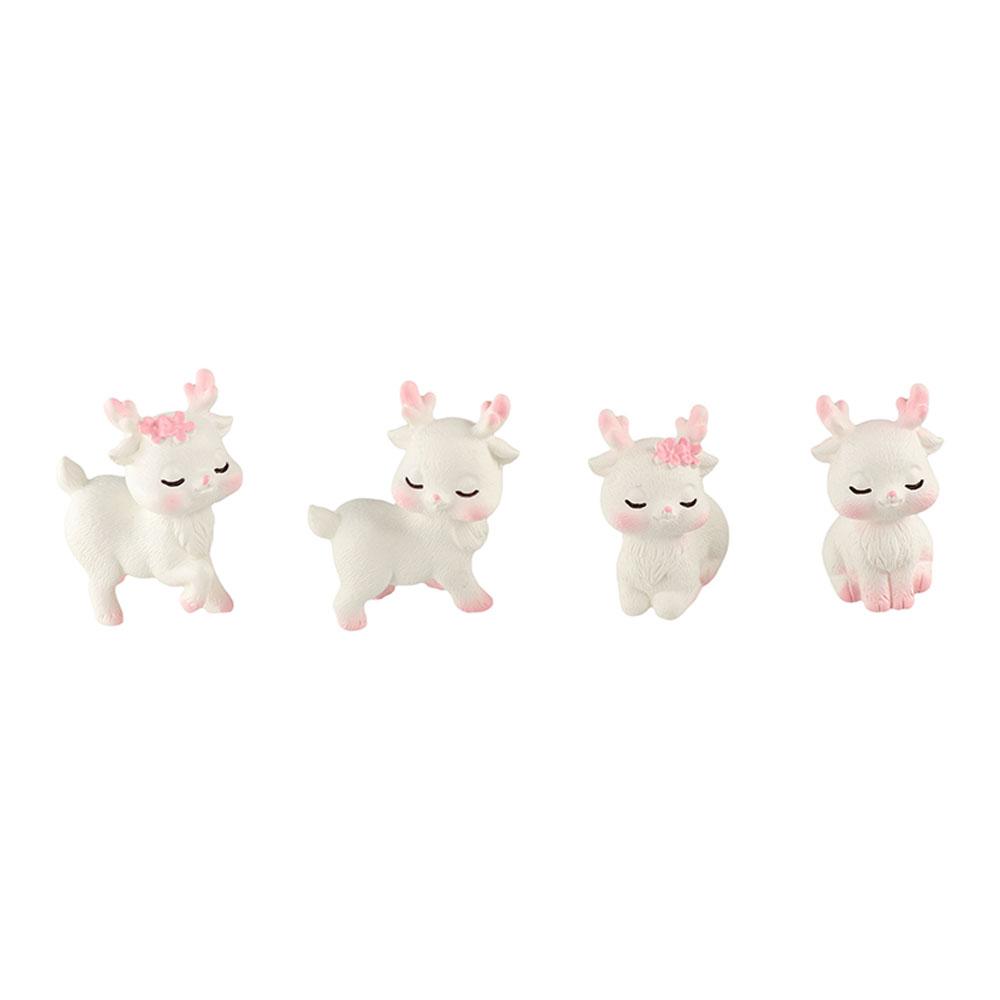 Pink Sleeping Baby Deer Decorative Mini Pink Deer Statue Resin Pink Deer Miniatures Pink Deer Micro Landscape Cute Pink Deer Doll Car Dashboard Ornaments