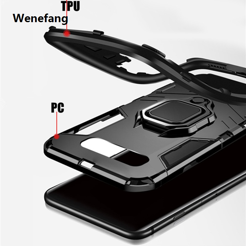 Wenefang KEYSION Shockproof Armor Case For Samsung Galaxy Note 10 S10 S9 S8 M30 M40 Stand Holder Car Ring Phone Cover for Samsung A80 A90