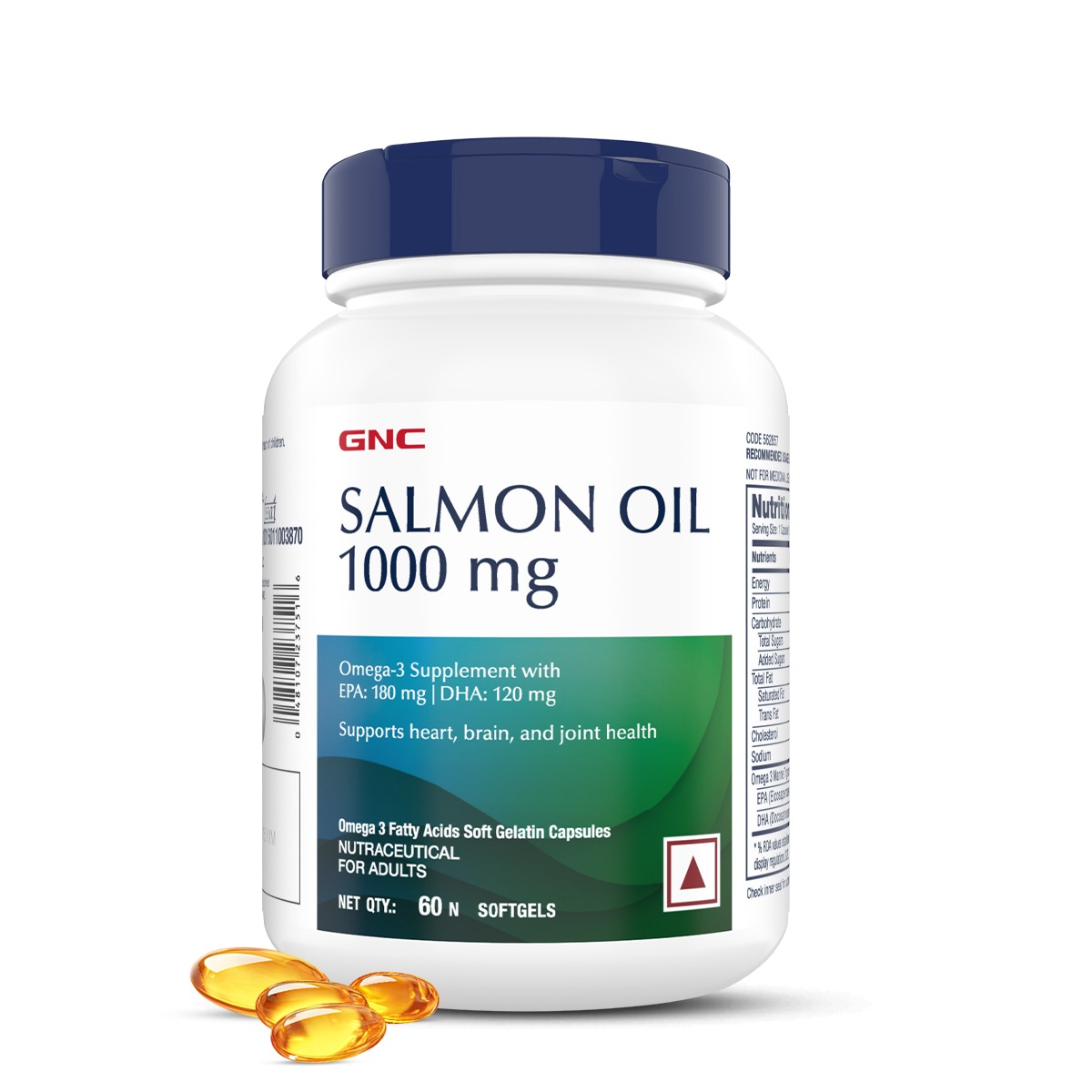GNC Salmon Oil 1000mg- 60 Softgels For Support Joint & Heart Health, Vision With Overall Well-Being