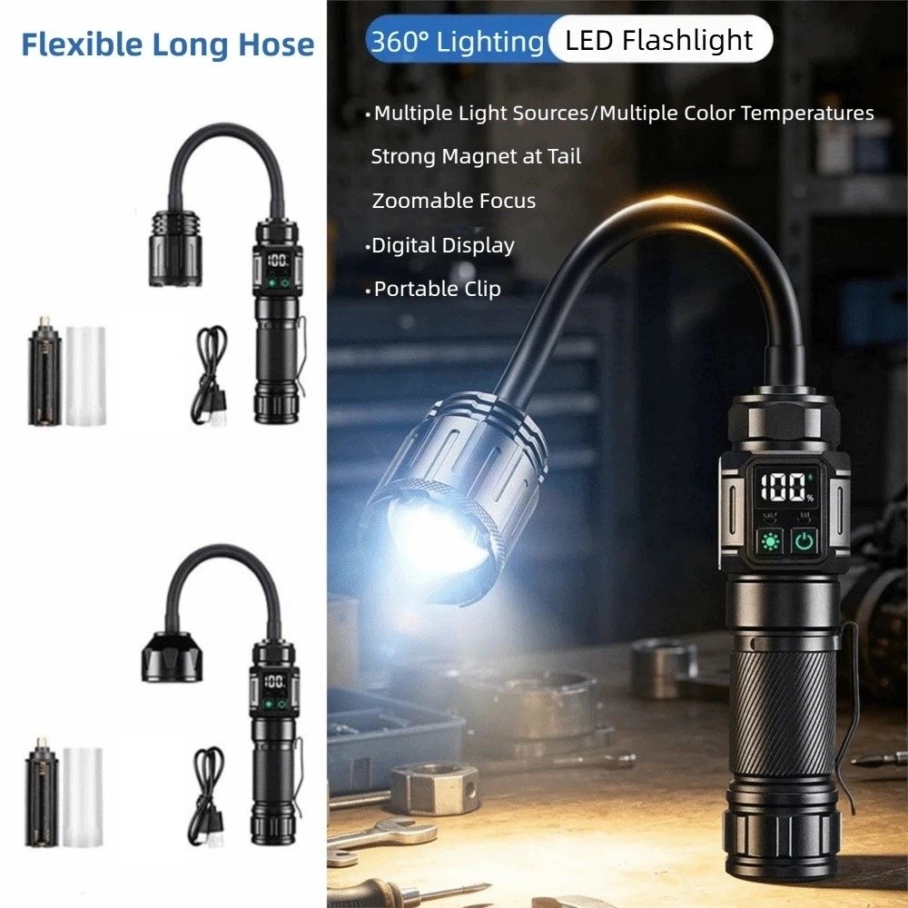 Durable High Power Pocket Camping Light Portable Charging LED Flashlight Magnetic Tail Flexible Magnetic Suction Work Lamp Emergency