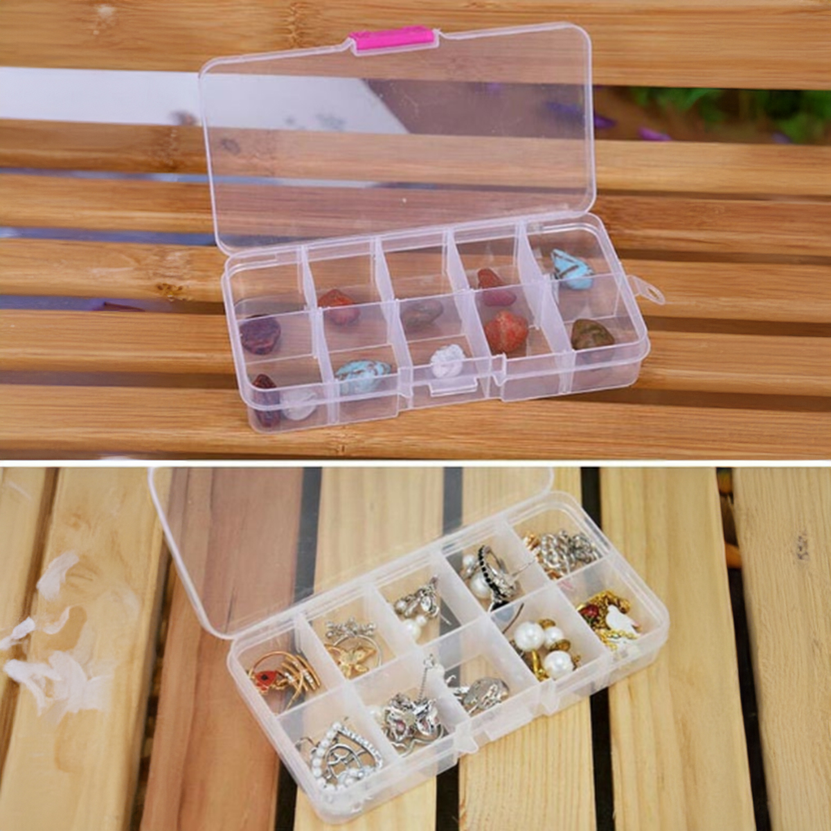 Plastic Box For Storing Jewelry, Beads, Screws, Small Parts. Transparent Storage Box Container. 10 Compartments. Perfect For DIY Projects.
