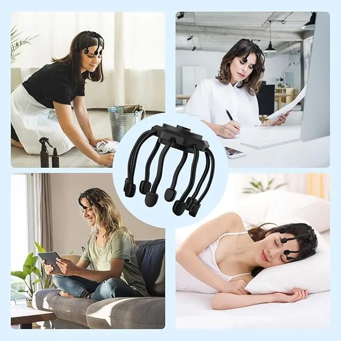 1 Piece Hair Scalp Massager with 8 Vibrating Contacts, Rechargeable Ultra Scalp Massager, Portable Head Massager for Pain and Anxiety Relief,Stress Relax,Tension,Relaxation,Deep Sleep
