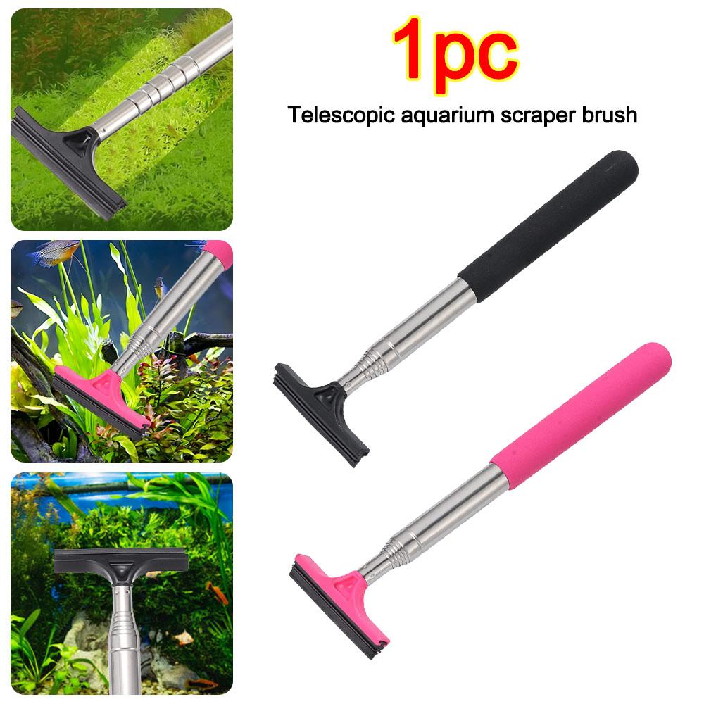 New Telescopic Aquarium Scraper Brush Multi-Purpose Plastic Aquarium Cleaning Brush Stainless Steel Fish Tank Brush Removing Algae and Debris