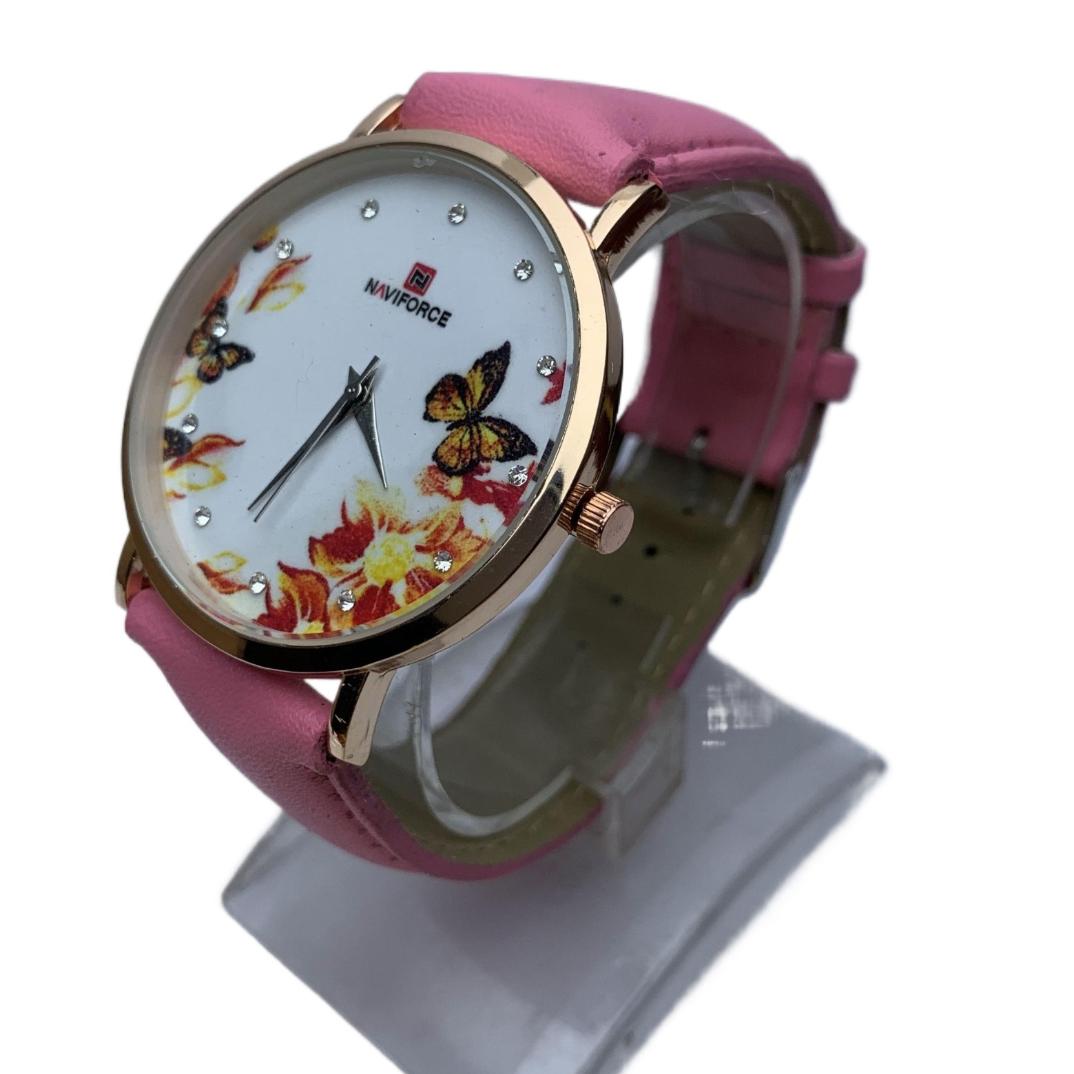 New Round Dial Attractive Design Blue Leather Belt Watch For Women