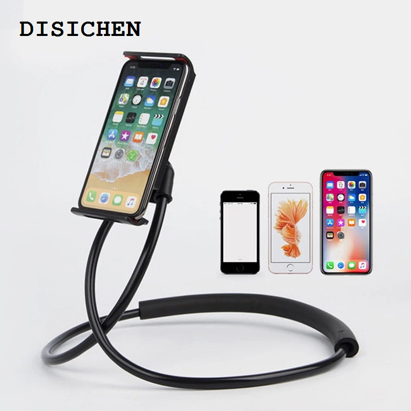 DISICHEN Fashion 360 Degree Flexible Hands Free Phone Cell Phone Holder Mount Universal Neck Hanging Bracket Lazy Cellphone Mount Accessories