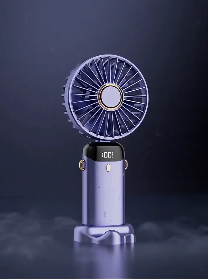 Portable Handheld Personal Rechargeable Fan LED Digital Display 90°Adjustable 4000mAh Rechargeable Fan 3-4 Hour, 5 Speed Wind Mini Aromatherapy Fan for Office Room Table Outdoor Travel
