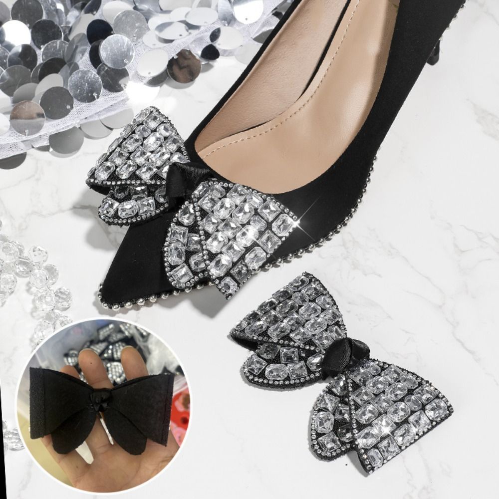 1PC Rhinestone Glass Crystal Women Shoes Decorations Shiny Bow Design Shoes Flower Jewelry DIY Bag/Clothing Decoration Bow Shoes Charm Wedding Bride
