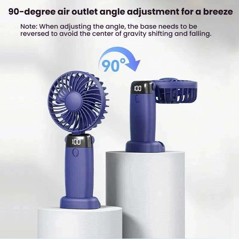 Portable Mini 5 Gears Wind Speed Rechargeable 90° Fold Cooling Handheld Electric Fan Student Dormitory Outdoor Small Fans
