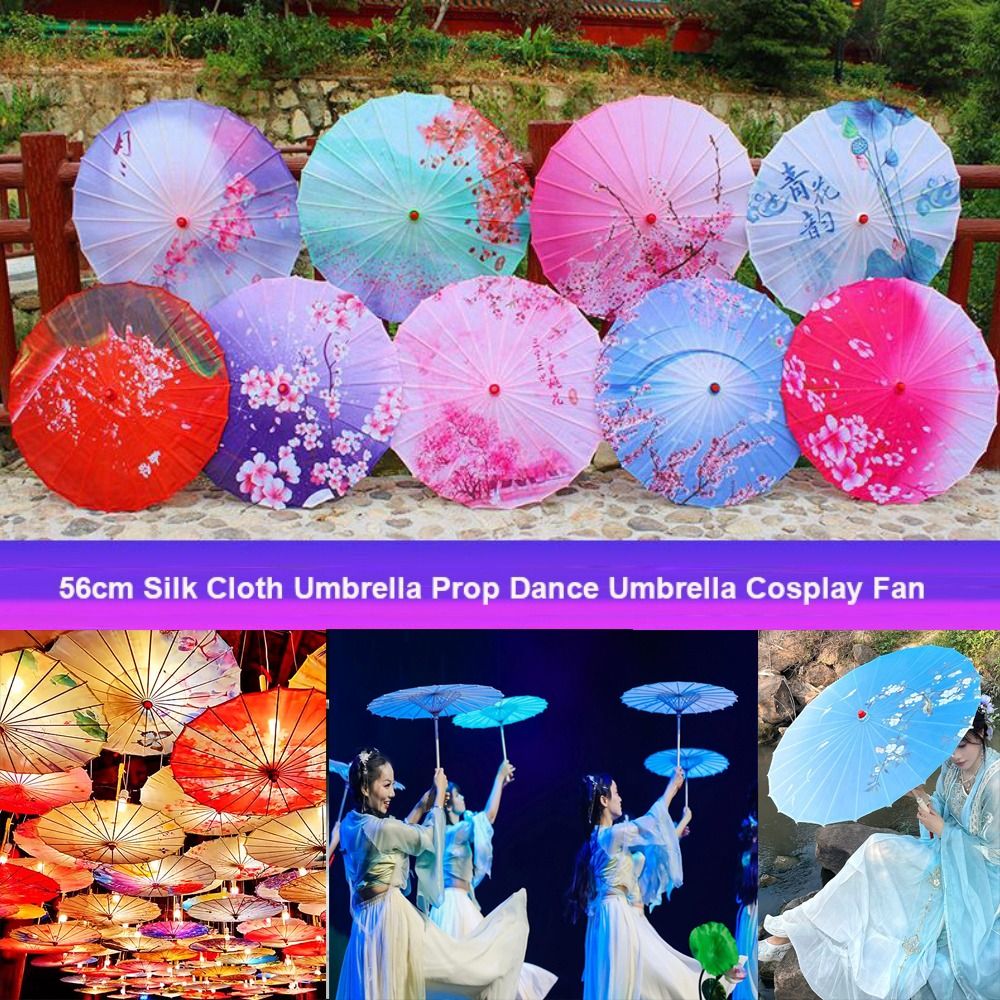 New 56cm Umbrella Fan Silk Cloth Tassel Prop Dance Umbrella 10 Colors Chinese Antique Style Classical Japan Style Umbrella Dance Performance
