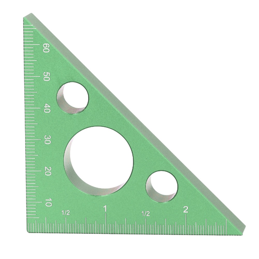 Practical Thick Aluminum Alloy Right Angle Measure Ruler Red Green 45 Degree Angle Ruler 45/90 Degree High-Precision Triangle Ruler Woodworking Tools
