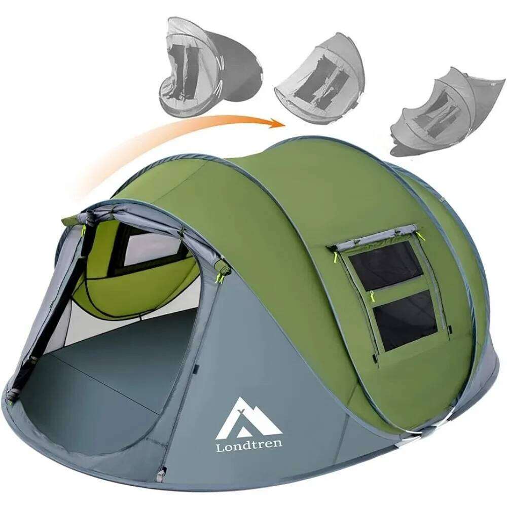 4 Person Easy Pop Up Tent Waterproof Automatic Setup 2 Doors-Instant Family Tents for Camping Hiking & Traveling,Tent