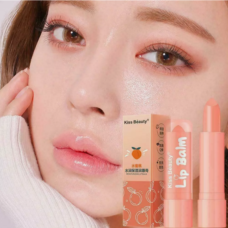 1 Piece Kiss Beauty Peach Lip Balm - Moisturizing, Hydrating, and Nourishing Lip Mask for Soft, Smooth, and Revitalized Lips - Perfect Solution For Your Lips