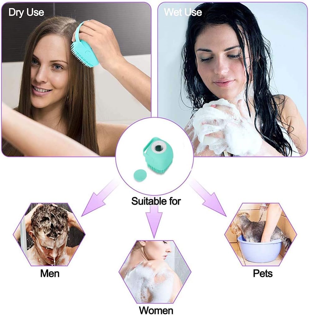 Silicone Body Brush shower, 2 IN 1 Soft Shower Brush Bath, Body Scrubber with Shower Gel Dispenser, Wash Exfoliating Shower Tool Massage Shampoo Brush for Baby Men Women