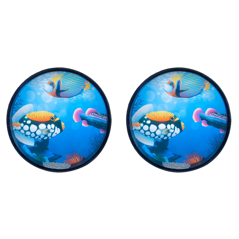 FORIDE 2pcs 10 Inch Wave Drum Ocean Type Orff Percussion Instrument Big Wave Sound Drum Music Color + Blue