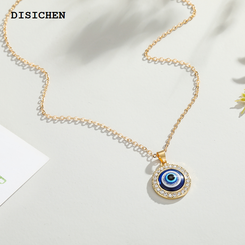 DISICHEN Fifty percent discount Dayoff 1PC Turkish Crystal Evil Eyes Pendant Necklace For Womens Jewelry Gold Color Clavicle Chains Necklaces N251