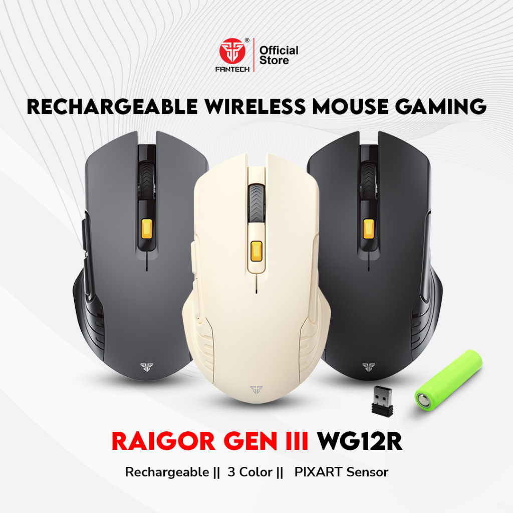 Fantech RAIGOR III WG12, WG12R Rechargeable Baterai Mouse Wireless Gaming