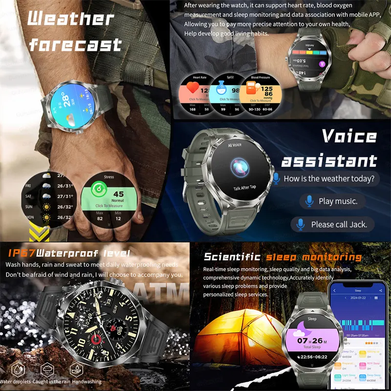 HOT 2024For VIVO IOS New 1.85 Inch GPS Sport Bluetooth Call Compass Professional outdoor Tracker Waterproof 710 mAh Battery Bracelet