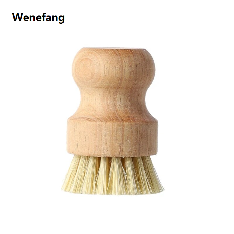Wenefang Kitchen Natural Sisal Hemp Mini Dishwashing Brush Household Fruit Vegetable Cleaning Coconut Brown Pot Brush Bamboo Circle 1Pcs