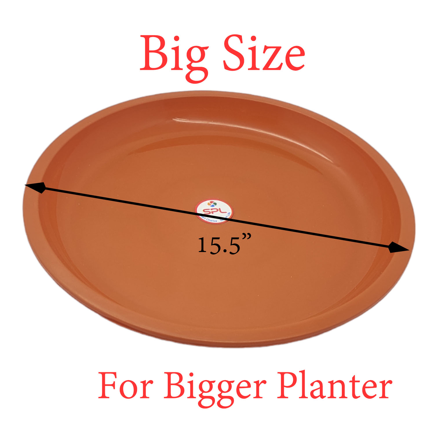 Big Size Brown Round Planter Plate Tray With 15.5 Inches Diameter- 1 Piece