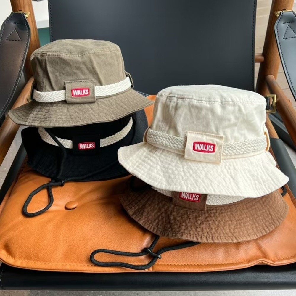 Unsex Retro Sun Protection Bucket Hat Breathable Casual American Vintage Hat Foldable Vintage Drawstring Fisherman Caps Hiking