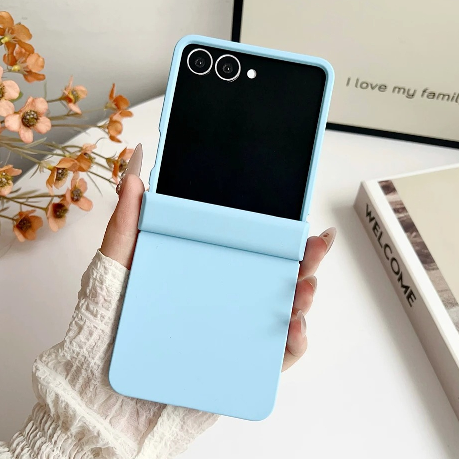 HODON Solid Color With Hinge Phone Case For Samsung Galaxy Z Flip 7 Flip7 Cases Ultra Thin Shockproof Bumper PC Hard Cover