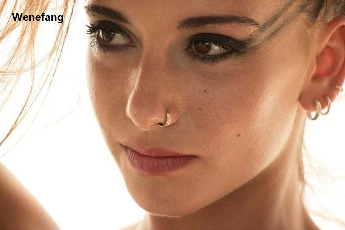 Wenefang New Arrival Copper Small Nose Rings Gold Color Body Clips Hoop for Women Men Cartilage Piercing Jewelry