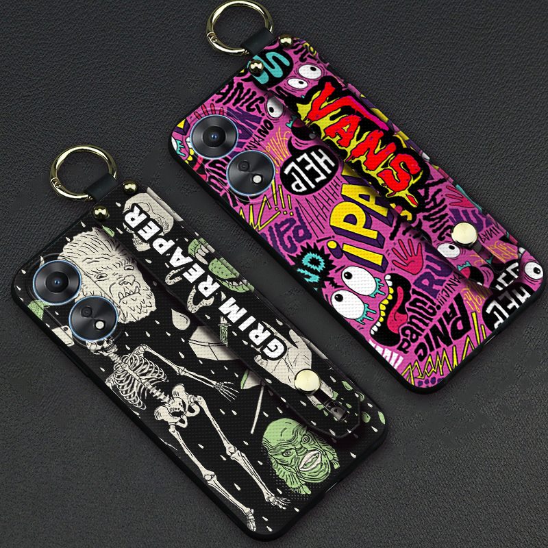 Phone Holder Dirt-resistant Phone Case For OPPO A58 5G/A58X/A78 5G/A1X 5G Back Cover Shockproof Fashion Design Wristband