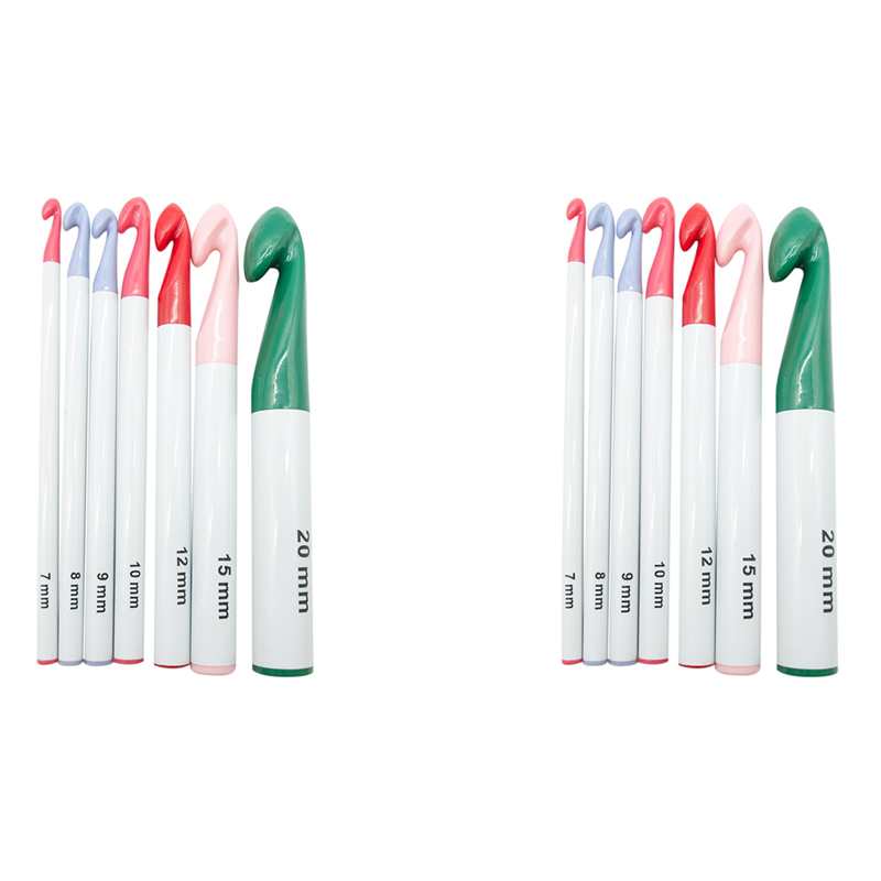 fasdaga 2X Crochet Hook Set,7/8/9/10/12/15/20mm Plastic Handle Crochet Hook Knitting Needles Thick Tool DIY Crafts
