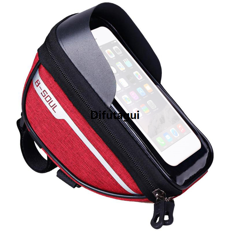 Difutagui Bicycle touch screen mobile phone tube riding bag mobile phone SOUL－[clearance price New reduction] B bicycle handlebar head bracket pannier waterproof handle bag red