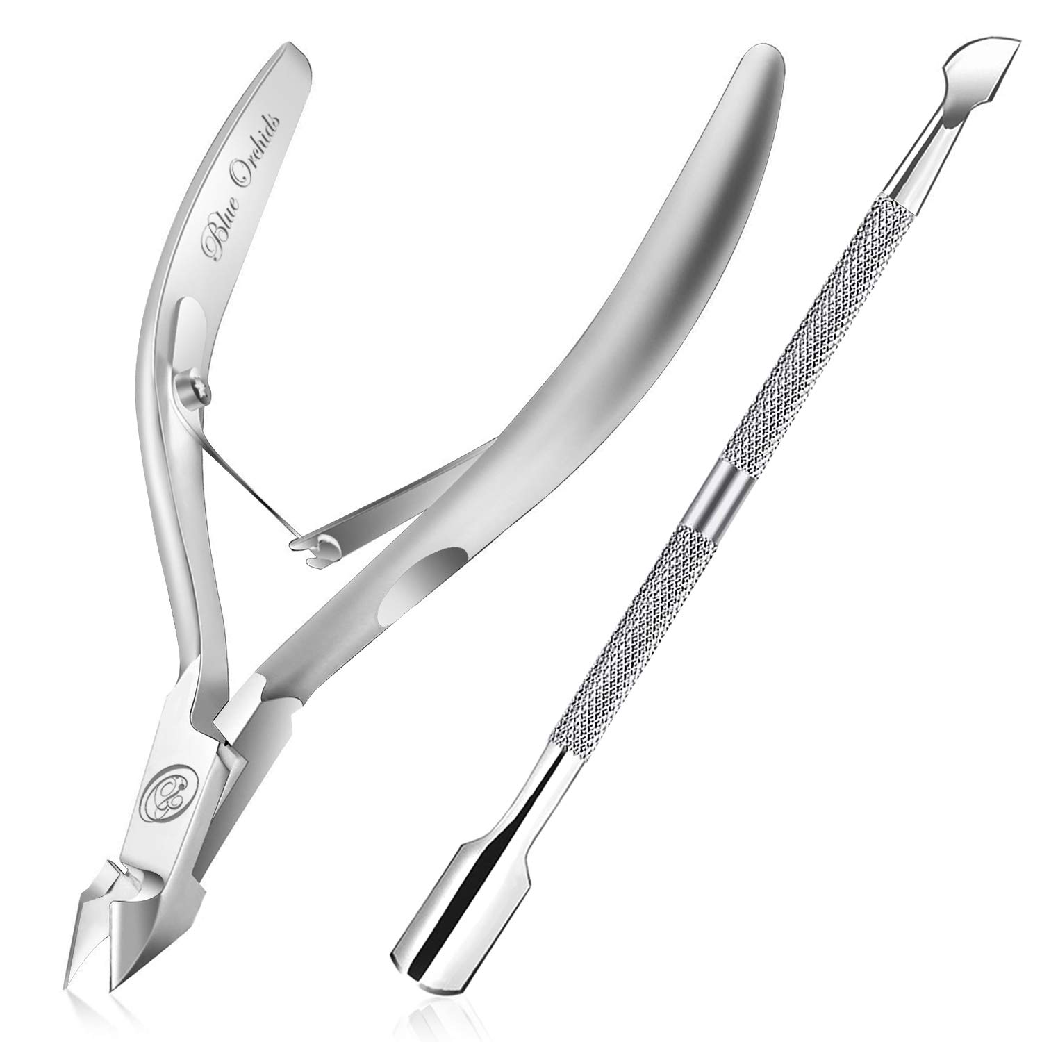 1/2pcs New Professional Stainless Steel Cuticle Trimmer with Cuticle Pusher - Cuticle Remover Cuticle Nipper Cutter Clipper
