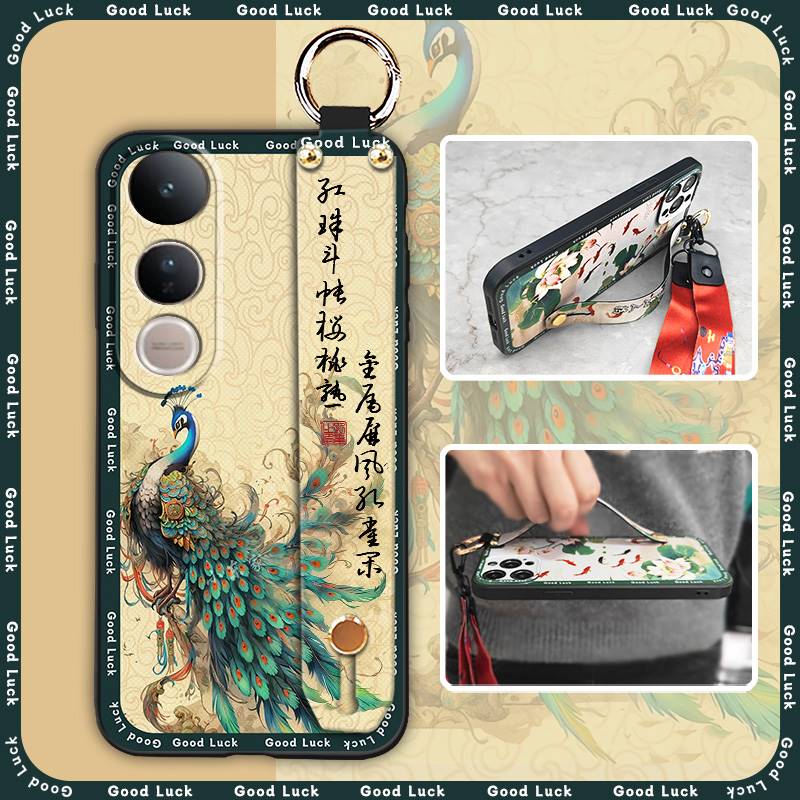 Phone Holder old lady Phone Case For VIVO S16E/V27E 5G Wristband Anti-dust Soft case ring Kickstand for mom Back Cover