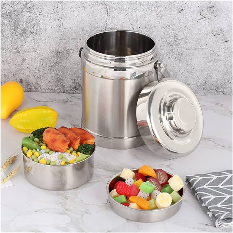 Portable 3 Layer Stainless Steel Lunch Box - Airtight Food Storage Container High Capacity Lunch Box 3.0 liter